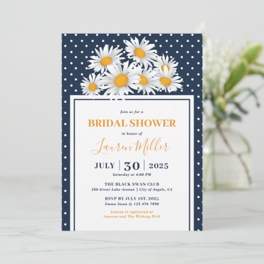 White Daisy Polkadot Pattern Vrijgezellenfeest Kaart (Staand voorkant)