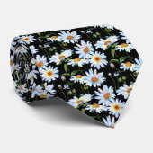 White Daisy Print Pattern Stropdas (Opgerold)