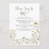 White Daisy QR Code Wedding Informatiekaartje (Voorkant)