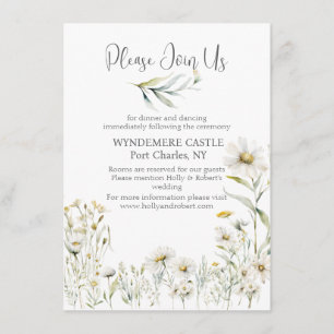 White Daisy QR Code Wedding Informatiekaartje