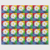 White Daisy Rainbow Happy Birthday! Verpakkingspap Cadeaupapier (Vlak)