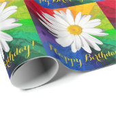 White Daisy Rainbow Happy Birthday! Verpakkingspap Cadeaupapier (Rol Hoek)