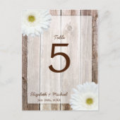White Daisy Rustic Barn Wood Trouwtafel Nummer Briefkaart (Voorkant)
