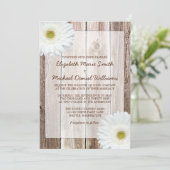White Daisy Rustic Barn Wood Wedding Invitations Kaart (Staand voorkant)