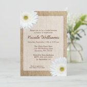 White Daisy Rustic Burlap Vrijgezellenfeest Kaart (Staand voorkant)