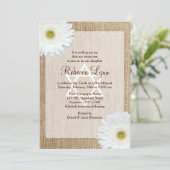 White Daisy Rustic Burlap Western Bat Mitzvah Kaart (Staand voorkant)