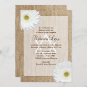 White Daisy Rustic Burlap Western Bat Mitzvah Kaart (Voorkant / Achterkant)