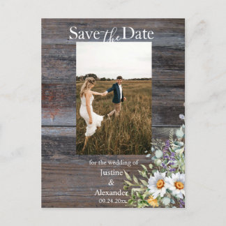 White Daisy Save the Date Foto Briefkaart