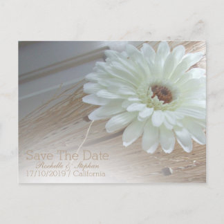 White Daisy Save the Date Weduwings Announements Aankondigingskaart
