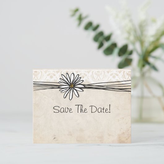  White Daisy Sla de datum op Aankondigingskaart (Staand voorkant)