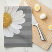White Daisy Specialized Grey Striped Theedoek (Quarter Fold)