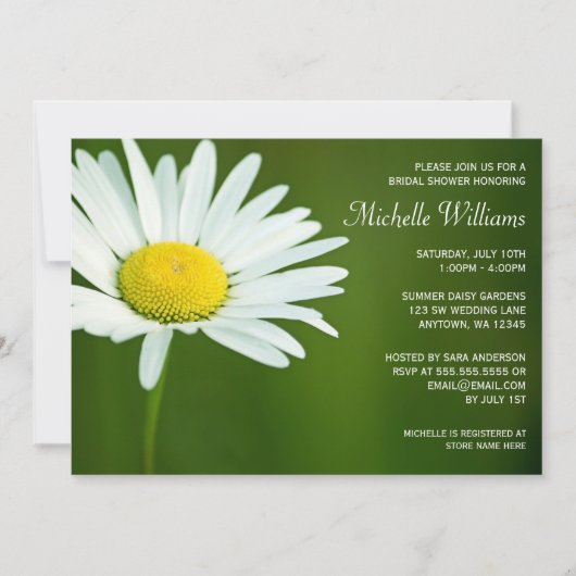 White Daisy Summer Bridal Shower Invitations Kaart (Voorkant)