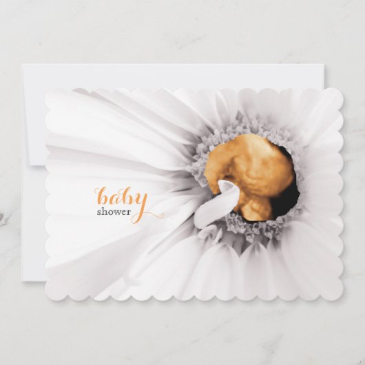 White Daisy Ultrasound Baby shower nodigt uit Kaart (Voorkant)