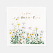 " white daisy verjaardagsluiers " servet (Voorkant)