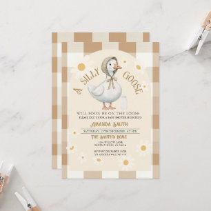 White Daisy Waterverf Goose Baby shower Kaart