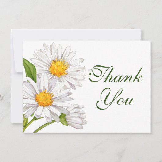 White Daisy Waterverf Summer Floral Hartelijk dank Bedankkaart (Voorkant)