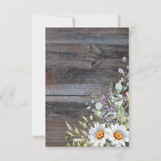 White Daisy Wedding Bedankkaart (Achterkant)