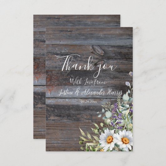 White Daisy Wedding Bedankkaart (Voorkant / Achterkant)