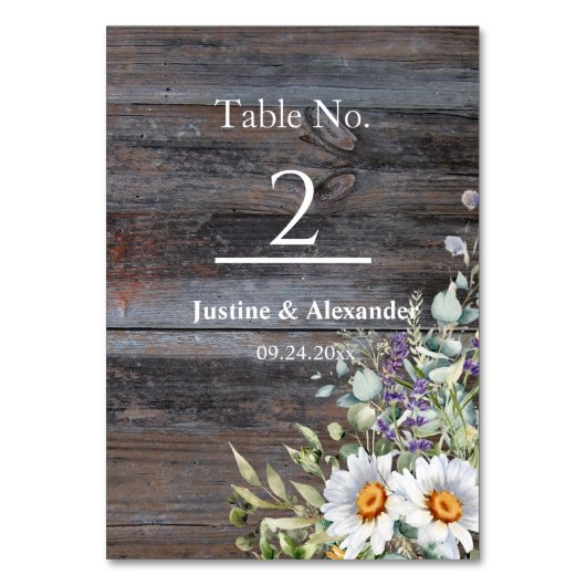 White Daisy Wedding Kaart (Achterkant)