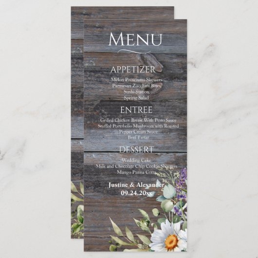 White Daisy Wedding Menu (Voorkant / Achterkant)