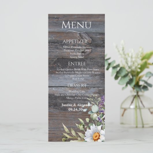 White Daisy Wedding Menu (Staand voorkant)