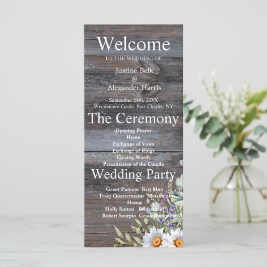 White Daisy Wedding Program (Staand voorkant)
