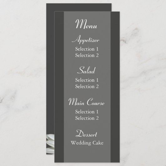 White Daisy Wedding Reception Dinner Menu Sjabloon Kaart (Voorkant / Achterkant)