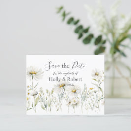 White Daisy Wedding Sla de datum op Briefkaart