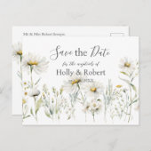 White Daisy Wedding Sla de datum op Briefkaart (Voorkant / Achterkant)