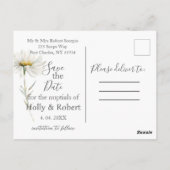 White Daisy Wedding Sla de datum op Briefkaart (Achterkant)