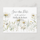 White Daisy Wedding Sla de datum op Briefkaart (Voorkant)