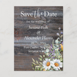 White Daisy Wedding Sla de datum op Briefkaart