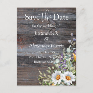 White Daisy Wedding Sla de datum op Briefkaart