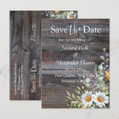 White Daisy Wedding Sla de datum op Briefkaart (Voorkant / Achterkant)