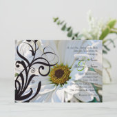 White Daisy Wedding Uitnodiging (Staand voorkant)