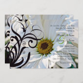 White Daisy Wedding Uitnodiging (Voorkant / Achterkant)