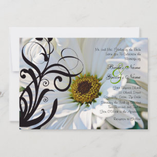 White Daisy Wedding Uitnodiging