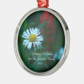 White Daisy Wildflower, Green, Name, Kerstmis Metalen Ornament (Links)