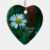 White Daisy Wildflower Kerstannament, Heart Keramisch Ornament (Rechts)