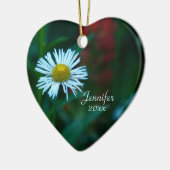 White Daisy Wildflower Kerstannament, Heart Keramisch Ornament (Links)