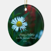 White Daisy Wildflower Kerstannament, Round Keramisch Ornament (Links)