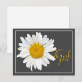White Daisy Yellow Center Grey Backdrop Dank je Briefkaart (Voorkant / Achterkant)