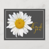 White Daisy Yellow Center Grey Backdrop Dank je Briefkaart (Voorkant)