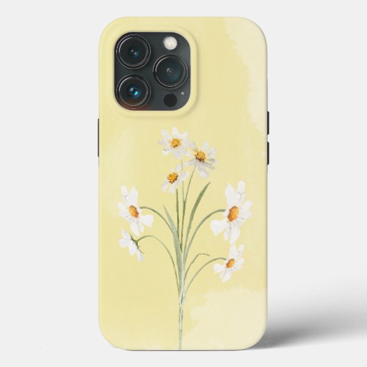 White Daisy Yellow Floral Waterverf Case-Mate iPhone Case (Achterkant)