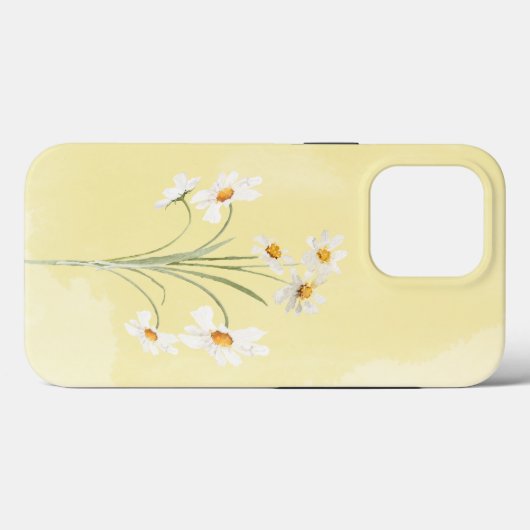 White Daisy Yellow Floral Waterverf Case-Mate iPhone Case (Achterkant (horizontaal))