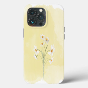 White Daisy Yellow Floral Waterverf iPhone 13 Pro Hoesje