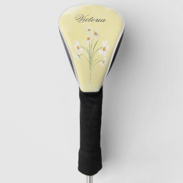 White Daisy Yellow Floral Waterverf Name Golfheadcover