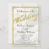 White Daisy Yellow Gold Script BoHo Spring Wedding Kaart (Voorkant)