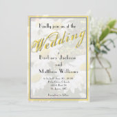 White Daisy Yellow Gold Script BoHo Spring Wedding Kaart (Staand voorkant)