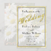 White Daisy Yellow Gold Script BoHo Spring Wedding Kaart (Voorkant / Achterkant)